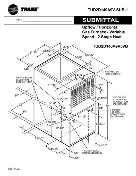 Trane Submittal Upflow/Horizontal Gas Furnace - Variable Speed - 2 ...