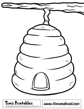 Beehive Template & Beehive Coloring Page – Tim's Printables | Bee ...