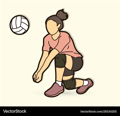 Woman volleyball player action cartoon graphic Vector Image