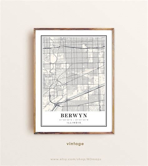 Berwyn Illinois Map Berwyn IL Map Berwyn City Map Berwyn - Etsy