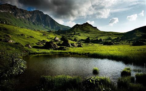 HD wallpaper: water mountains summer france pond lakes 1440x900 Nature ...