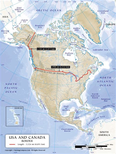 US Canada Border Map, US and Canada Border Map