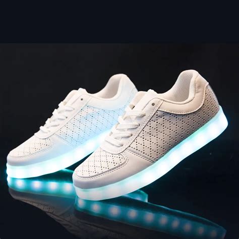 Unisex Colorful Luminous Sneakers Boys LED Lights Charging Shoes Lovers ...