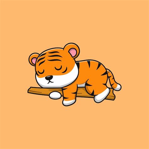 Premium Vector | Cute tiger sleeping in the tree. flat cartoon illustration