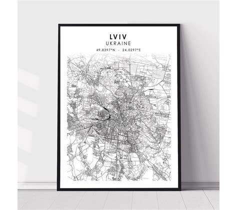 Lviv City Map Print Lviv Ukraine Map Print Lviv Ukraine Map Decor ...