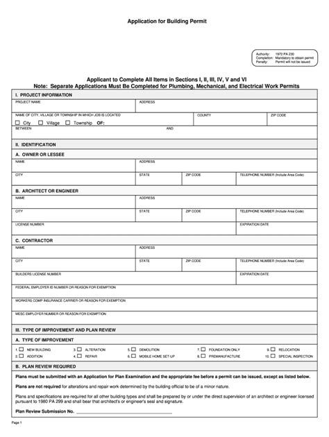 MI Application for Building Permit - Fill and Sign Printable Template ...