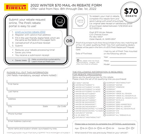 Winter Tires Rebate - Printable Rebate Form