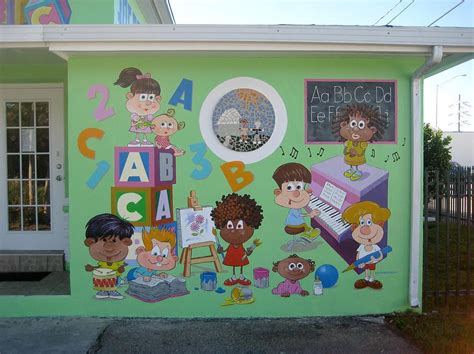 daycare murals - Google Search | School wall decoration, School murals, Kindergarten design