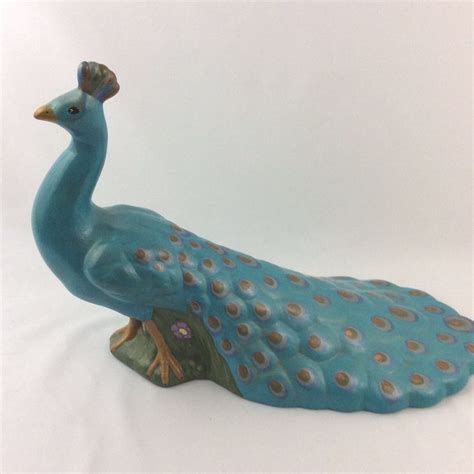 Vintage Ceramic Peacock Figurine Hand Painted 1970's Turquoise | Vintage ceramic, Animal ...