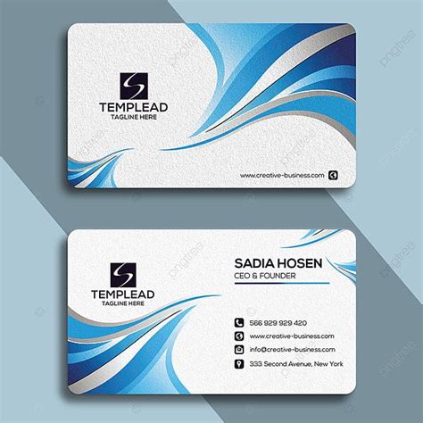 Elegant Blue Wave Business Card Design Psd Template Download on Pngtree