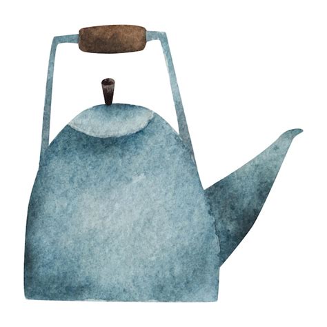 Premium Vector | Blue teapot watercolor illustration