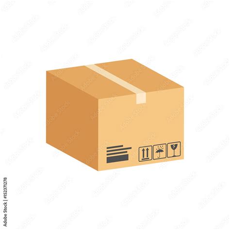 Cardboard Box, Parcel symbol. Flat Isometric Icon or Logo. 3D Style ...