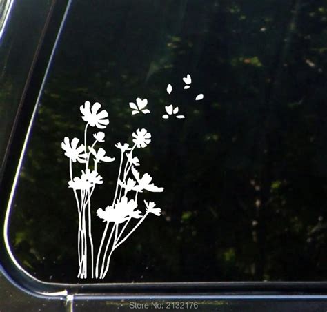 Flowers in the Wind Window Decal Sticker 7.5" Vinyl Decal Window Sticker for Laptop Ipad Window ...