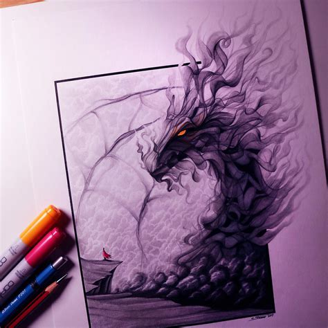 Smoke Dragon Drawing by LethalChris on DeviantArt