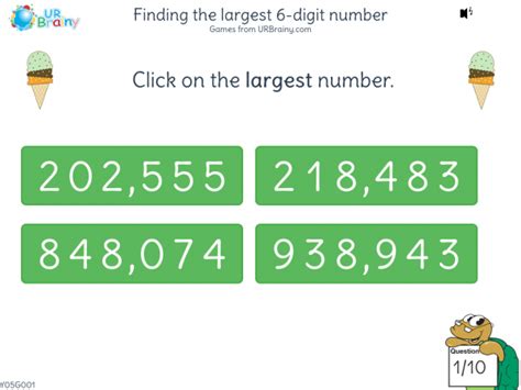 Finding the largest 6-digit number - Number and Place Value by URBrainy.com