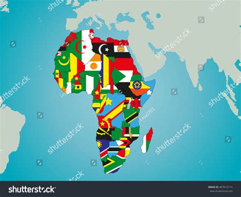 Vektor Stok Political Map Africa Flags (Tanpa Royalti) 467615714 ...