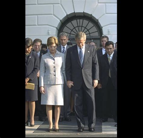 President George W. Bush and Laura Bush join the White House staff in ...