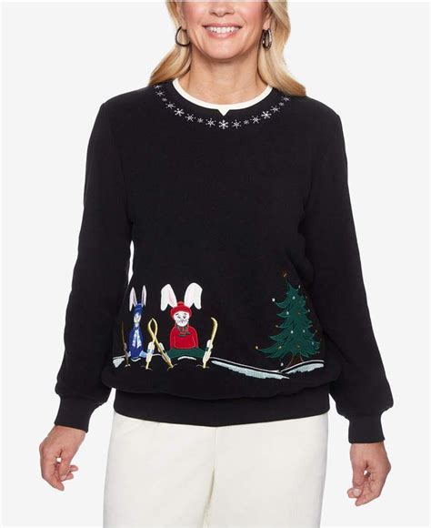 Alfred Dunner Anti-Pill Embroidered Holiday Sweater Spring Sweater ...