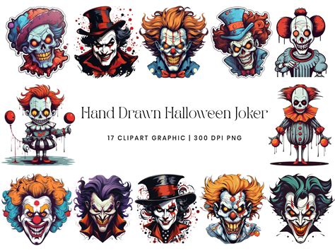 Hand Drawn Halloween Joker Clipart Graphic by DesignScotch · Creative ...