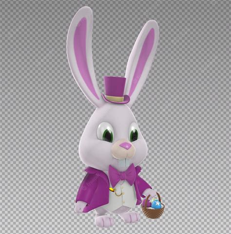 Premium PSD | 3d rendering easter bunny with easter eggs in cartoon style