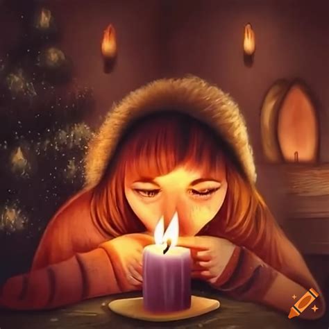 Cozy winter store with scented candles on Craiyon