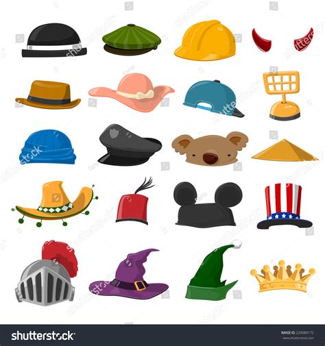 Funny Cartoon Hat Set - Vector Illustration - 229089172 : Shutterstock