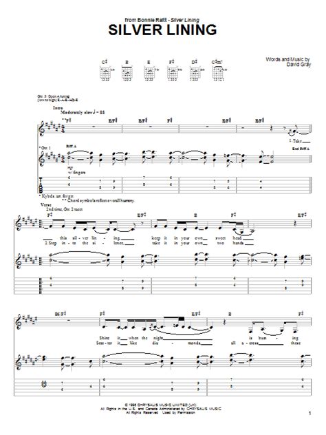 Silver Lining by Bonnie Raitt - Guitar Tab - Guitar Instructor