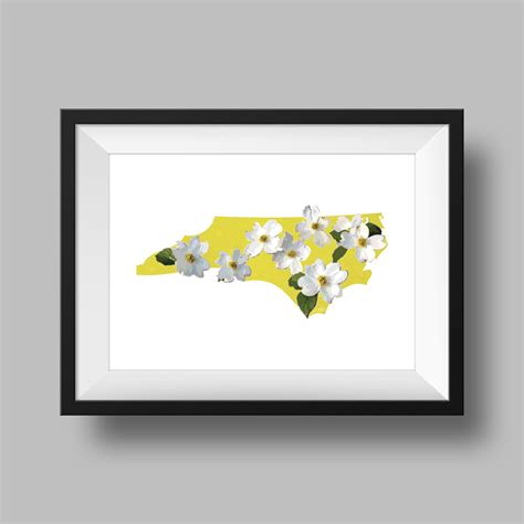 North Carolina State Flower Dogwood, Usa Geography and Maps, Gift Idea, Print at Home ...