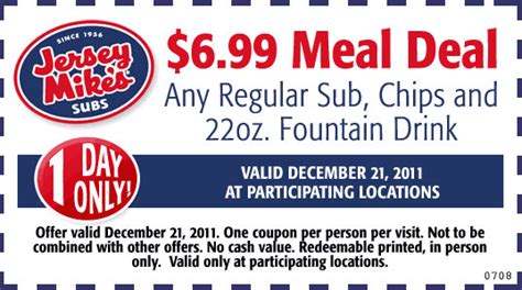 $6.99 Meal Deal at Jersey Mikes 12/21 ONLY! - Kroger Krazy