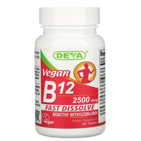 Deva Vegan Vitamins Sublingual B12 - 2500 mcg - 90 Tablets - Walmart.com - Walmart.com