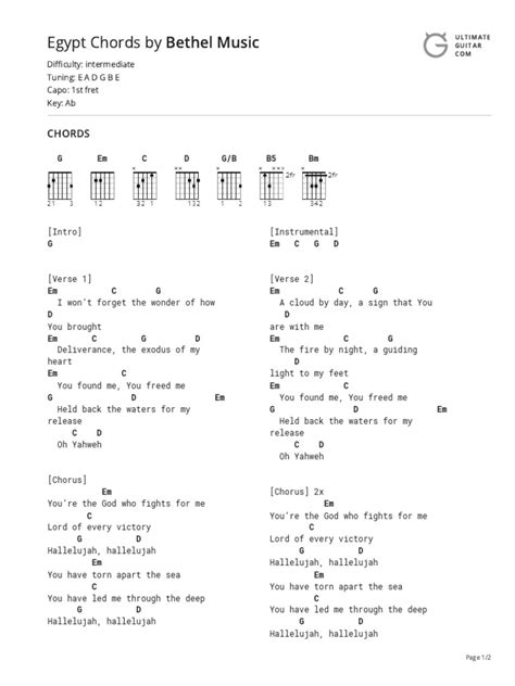 Egypt Chords by Bethel Musictabs at Ultimate Guitar Archive | PDF ...