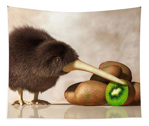 Kiwi Bird and Kiwifruit Tapestry for Sale by Daniel Eskridge