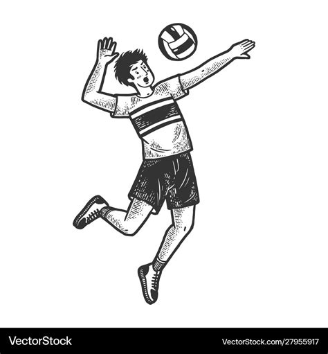 Volleyball player with ball sketch Royalty Free Vector Image