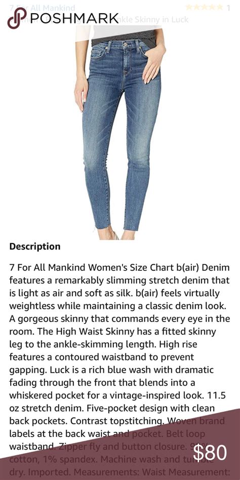 7 For All Mankind Womens Jeans Size Chart - Chart Walls