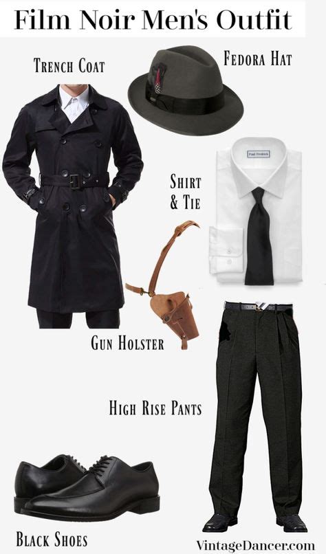 Film Noir Costume Ideas | Black overcoat, 1940s mens fashion, 1950s fashion menswear