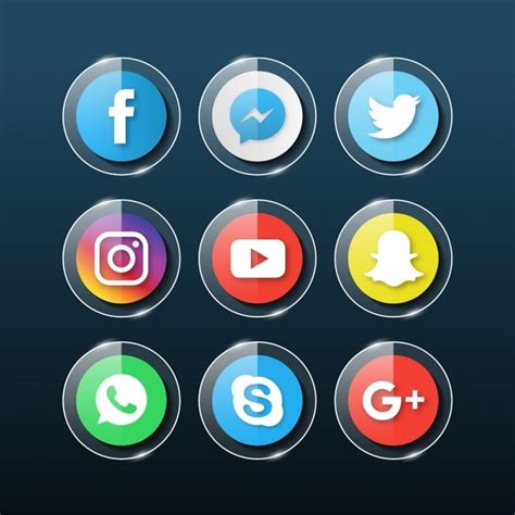 Free Vector | Social media glass icons