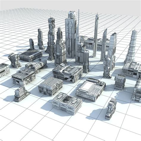 Sci-Fi City 31 HD Buildings 3D Model $199 - .max .fbx .obj - Free3D