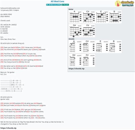 Chord: All Mod Cons - tab, song lyric, sheet, guitar, ukulele | chords.vip