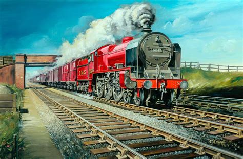 London, Midland and Scottish Railway 4–6–0 Locomotive No. 5517 Hauling Freight Train | Art UK