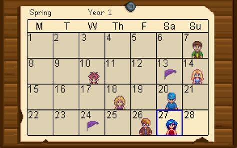 Stardew Valley: Calendar of Important Dates – Retrovolve