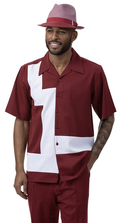 Montique 2077 Mens Walking Suits Burgundy | Mens Leisure Suits