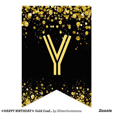 ☆HAPPY BIRTHDAY☆ Gold Confetti Bunting Flags | Zazzle | Happy birthday lettering, Happy birthday ...