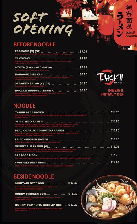 MENU | Takkii Ramen