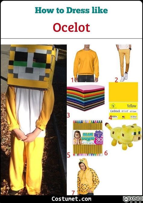 Ocelots costume is bright yellow with other varying shades of yellow throughout its pixelated ...