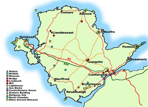 Anglesey Attractions Map