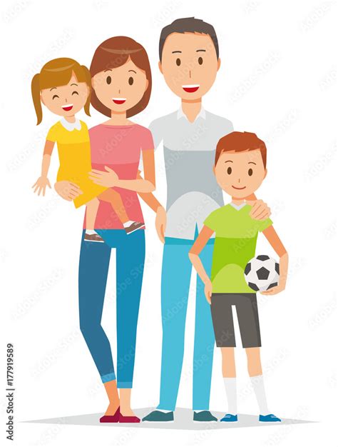 Illustration of family - 4 people family Stock Vector | Adobe Stock