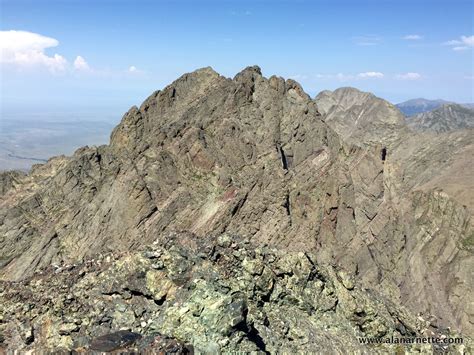 Looking back at Crestone Peak from Crestone Needle. You can see climbers on the summit. – The ...