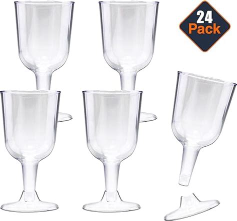 Amazon.com: Disposable Wine Glasses For Parties ~ 24 Count Plastic Wine Glasses Bulk (Clear, 6.4 ...