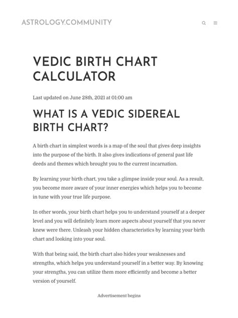 Vedic Birth Chart Calculator Free Chart Analysis Astrology - Community | PDF | Planets In ...