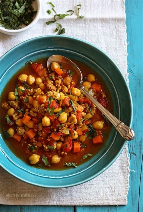 Slow Cooker Moroccan Chickpea and Turkey Stew - Skinnytaste